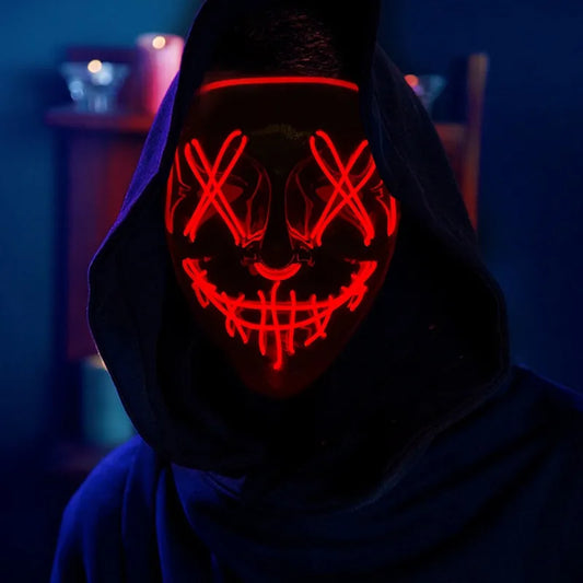 Halloween Neon Led Purge Mask Masque Masquerade Party Masks Light Grow in the Dark Horror Mask Glowing Masker